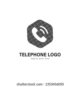Telephone logo template design. Telephone logo with modern frame isolated on white background