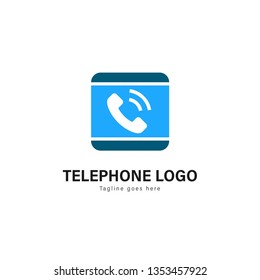 Telephone logo template design. Telephone logo with modern frame isolated on white background