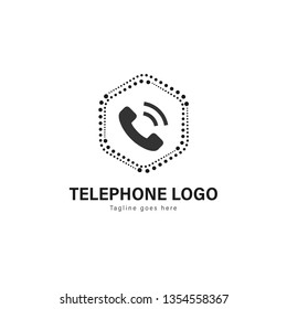 Telephone logo template design. Telephone logo with modern frame isolated on white background