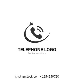 Telephone logo template design. Telephone logo with modern frame isolated on white background