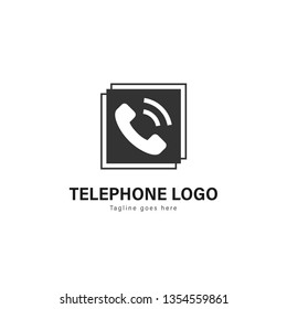 Telephone logo template design. Telephone logo with modern frame isolated on white background