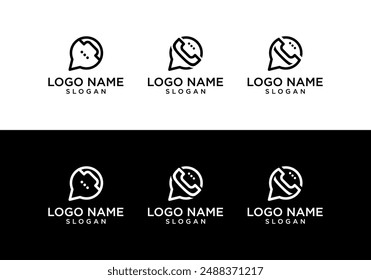 telephone logo vector with speech bubble logo design.