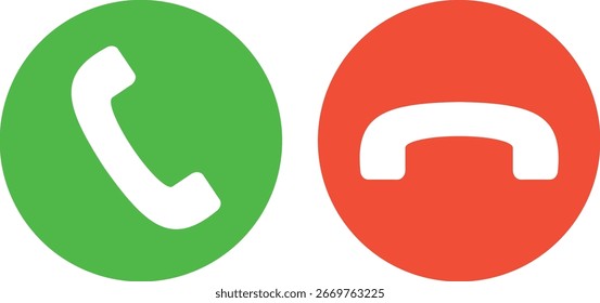 Telephone mark illustration set, making a call, hanging up the phone