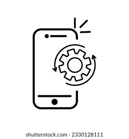 icono de mensaje de teléfono, sms de texto en el teléfono, correo electrónico de burbuja de teléfono, símbolo de línea delgada en fondo blanco