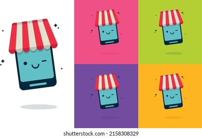 Telephone mobile shop vector character design