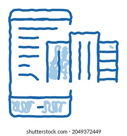 telephone mode of reality sketch icon vector. Hand drawn blue doodle line art telephone mode of reality sign. isolated symbol illustration
