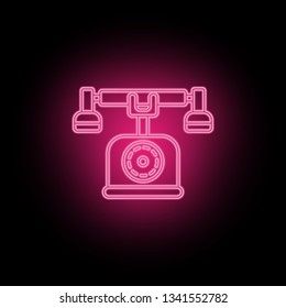 Telephone neon icon can be used to illustrate topics about SEO optimization, data analytics, website performace - Vector