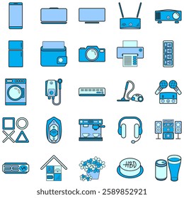 telephone, Notebook, television, Computer monitor, Wi-Fi Router, Projector, fridge, Cooling machine, Wallet, Camera, Printer, Extension plug, washing machine, Water heater, air conditioner, 