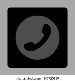 Telephone Number vector icon. Style is flat rounded square button, gray and black colors, silver background.