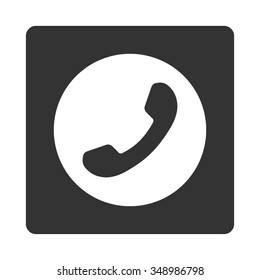 Telephone Number vector icon. Style is flat rounded square button, white and gray colors, white background.