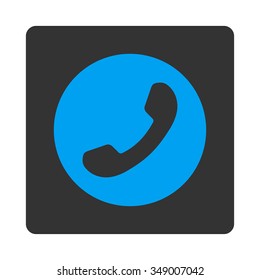 Telephone Number vector icon. Style is flat rounded square button, blue and gray colors, white background.