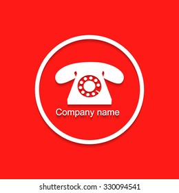 Telephone old logo with  shadow flat style