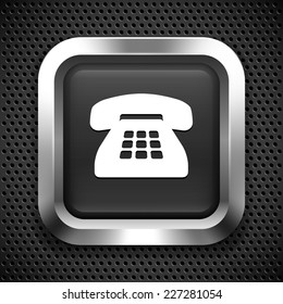 Telephone on Black Square Button