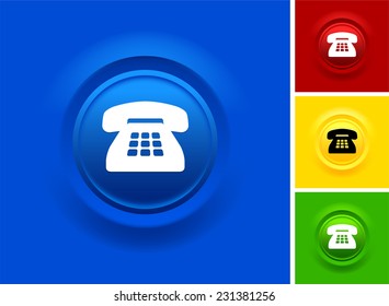 Telephone on Blue Bevel Button