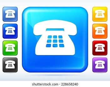 Telephone on Blue Square Button