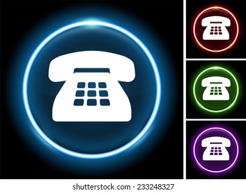 Telephone on Glow Round Button
