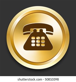 Teléfono en botón Dorado de Internet Ilustración original
