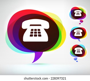 Telephone on Multi Color Speech Bubble