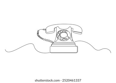 Telephone one line art drawing.  Communication concept vector background. 