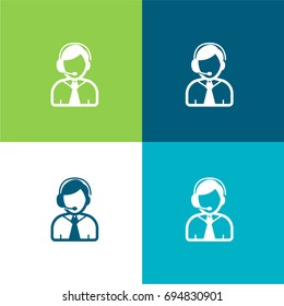 Telephone operator green and blue material color minimal icon or logo design