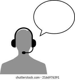 Telephone Operator Icon With Silhouette Of A Person