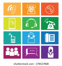 Telephone and operator icons set windows