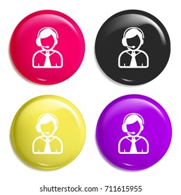Telephone operator multi color glossy badge icon set. Realistic shiny badge icon or logo mockup