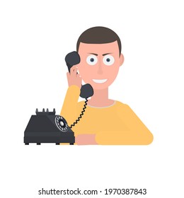 Telephone operator. Phone conversation, vector illustration