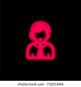 Telephone operator red glowing neon ui ux icon. Glowing sign logo vector