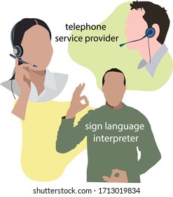 telephone operator and sign language interpreter people silhouettes vector