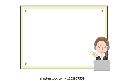 telephone operator with white board