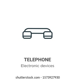 Telephone outline vector icon. Thin line black telephone icon, flat vector simple element illustration from editable electronic devices concept isolated on white background