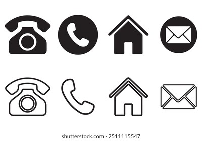 Telephone with a phone call icon set. Contact icon collection. Company connection set. Vector illustration eps 10