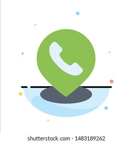 Telephone, Phone, Map, Location Abstract Flat Color Icon Template