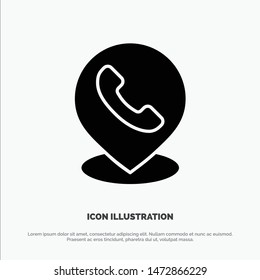 Telephone, Phone, Map, Location solid Glyph Icon vector
