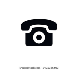 Telephone phone vintage handset receiver communication icon. Black vector icon and illustration. 

