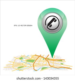 telephone ,  pin pointer on map location.