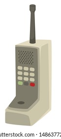 Telefon-Empfänger, 80er-Retro-Gerät oder alte Gadget-Vektorillustration isolierte Objekte. Vintage Telefon mit Antenne und Tasten, Lautsprecher und Mikrofon, Kommunikationshilfe. Symbol der 80er Jahre, technologischer Fortschritt