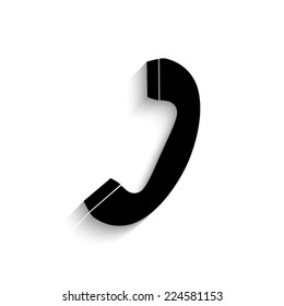 Telephone receiver - black vector icon with shadow