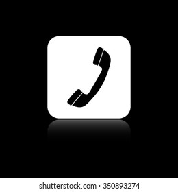 Telephone receiver - black vector icon on the white button