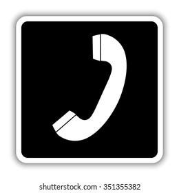 Telephone receiver - black vector icon
