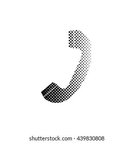 Telephone receiver - black vector icon ; halftone illustration