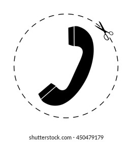 Telephone receiver  - black vector icon
