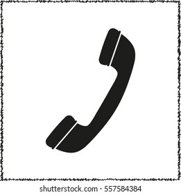 Telephone receiver  - black vector icon