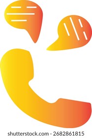 Telefonempfänger mit Chat-Blasen-Symbol als Symbol für Call Center, Kundensupport, Sprachanrufe und Kommunikationsdienste auf transparentem Hintergrund