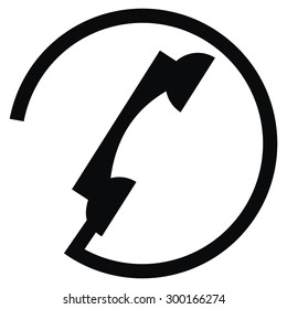 telephone receiver, circle, vector black icon