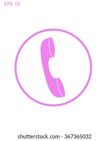 Telephone receiver colored icon on white background vector illustration