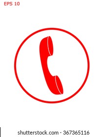 Telephone receiver colored icon on white background vector illustration