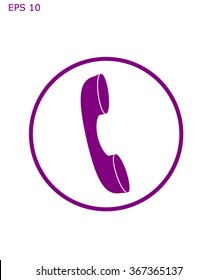 Telephone receiver colored icon on white background vector illustration