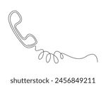 Telephone receiver continuous one line drawing vector illustration.  
